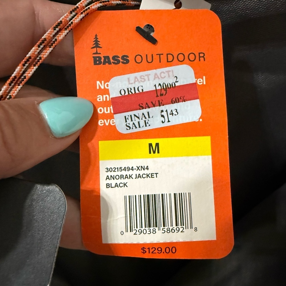 NWT Bass Outdoor Women’s Black Twill Anorak Hooded Wind Resistant Jacket Size M - Picture 6 of 10